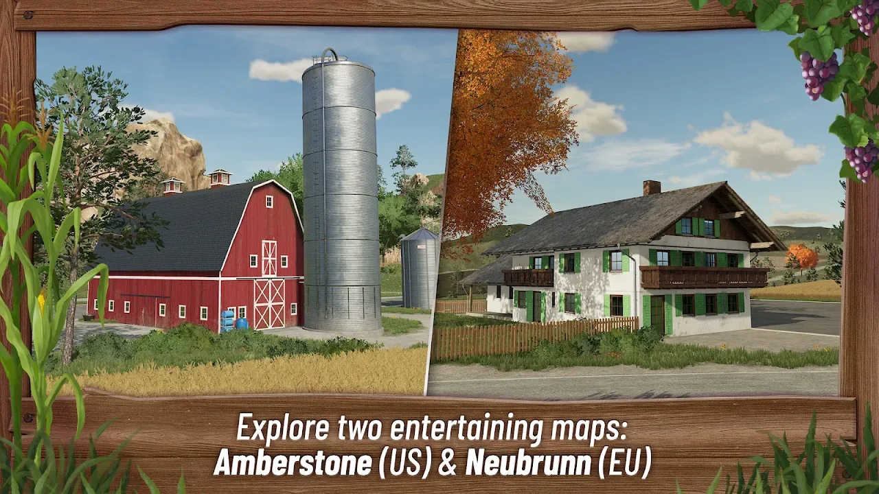 Le due mappe di gioco disponibili in Farming Simulator 23 Mobile